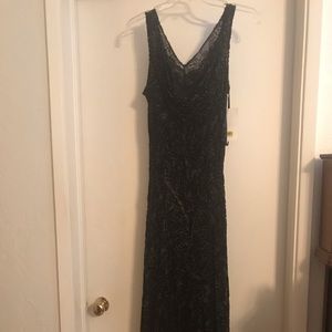 NWT ECI Silky Lacy Black Dress